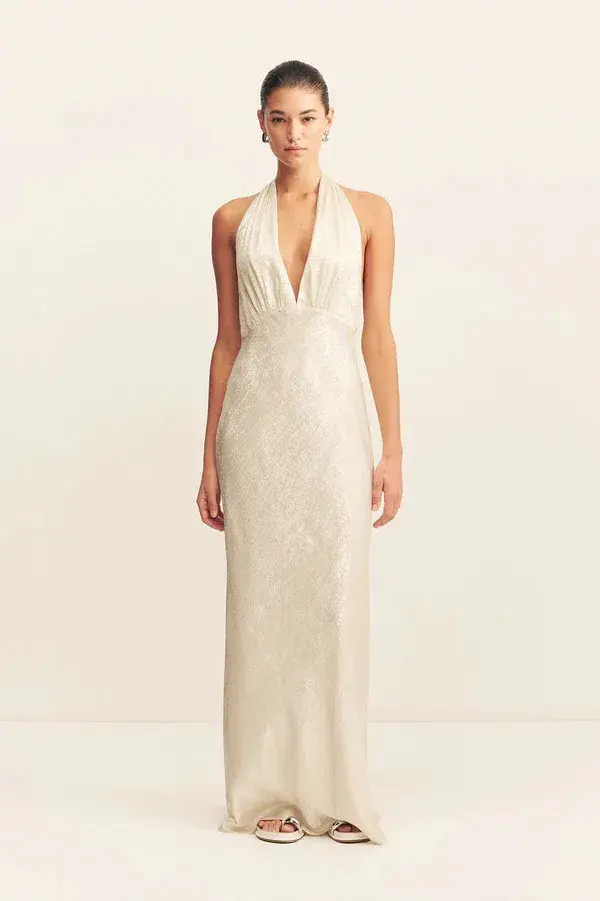 Shona Joy Calder Halter Neck Maxi Dress Bubbly Size 6 for rent on The Volte - main image