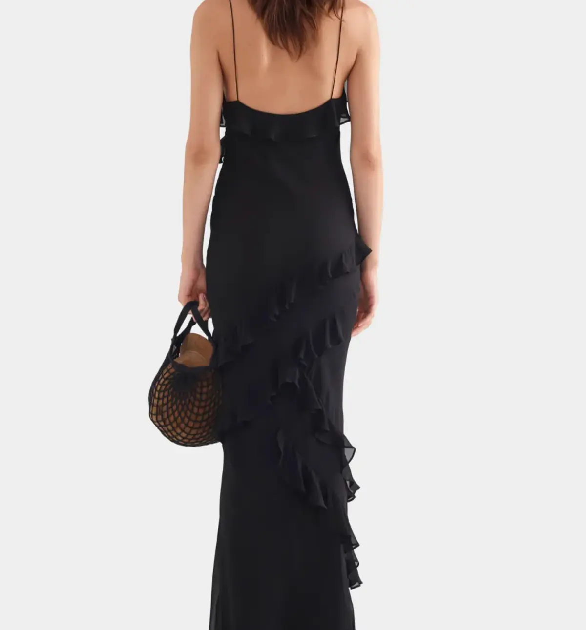 Venroy Silk Ruffle Slip Dress - Black XS / AU 6 - Image 3