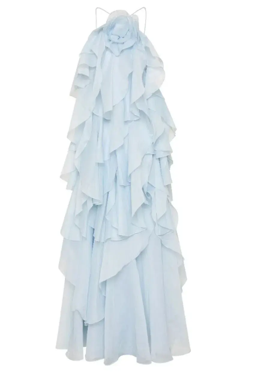Aje Pandorea Layered Maxi Dress Silver Blue Size AU 6 for rent on The Volte - main image