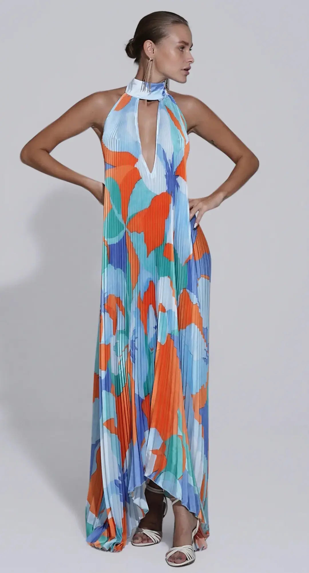 Lidee Opera Gown Capri Print Orange Size AU 8 for rent on The Volte - main image