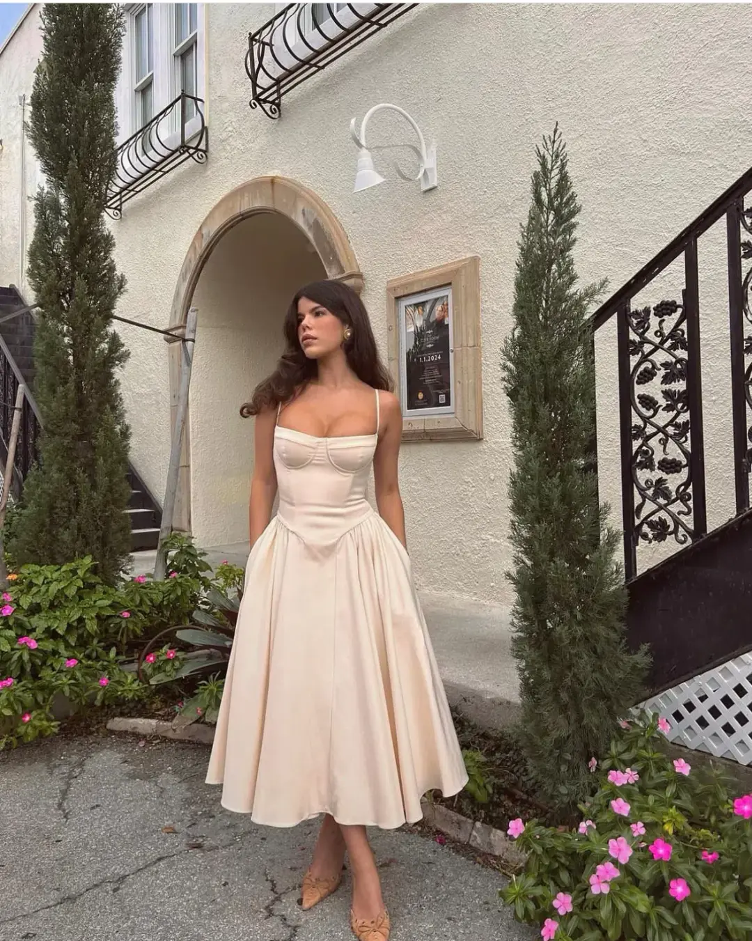 House of CB Samaria dress Cream size M for rent on The Volte - main image