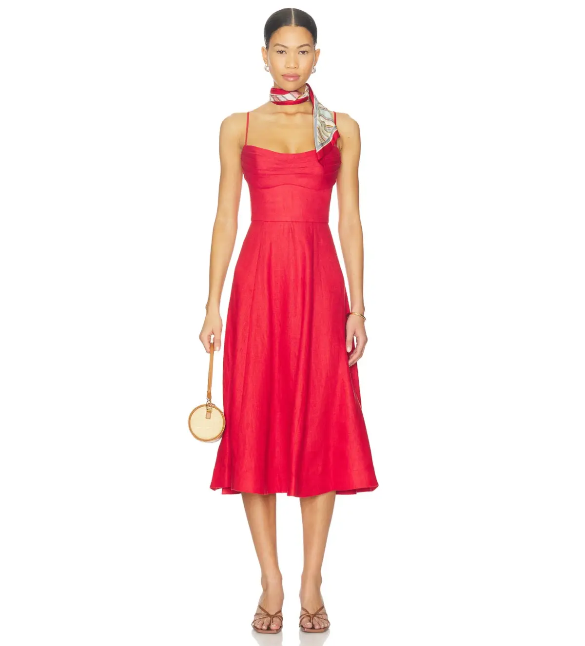 Zimmermann Rebellion Tuck Midi Dress Red Size 2 AU 12 - Image 2