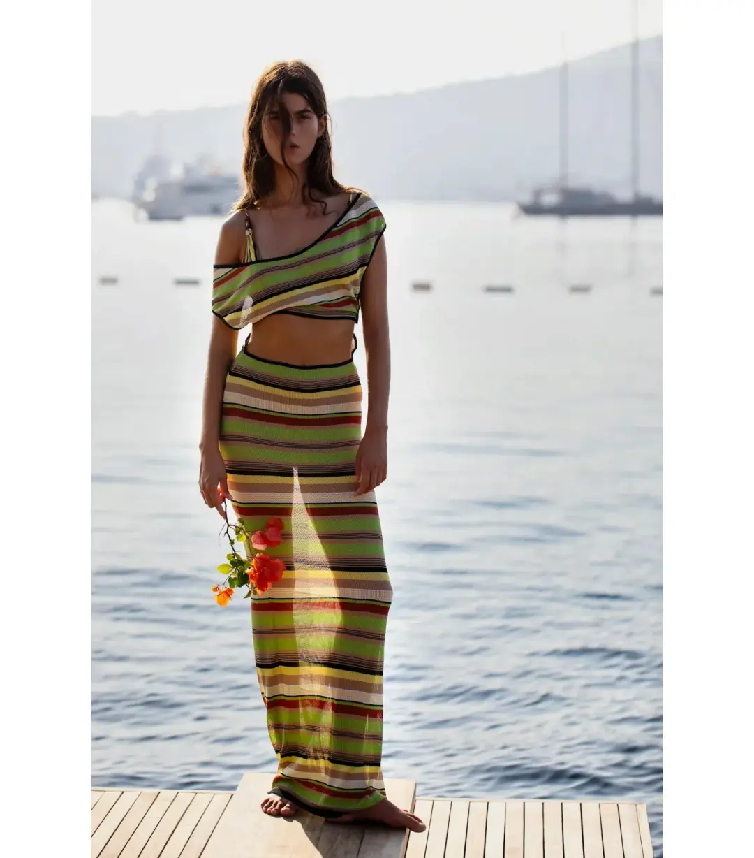 Sir The Label Coastline Tie Dress in Palm Stripe Size 1 / AU 8 for rent on The Volte - main image