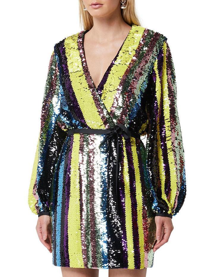 Elliatt Wrap Stripe Sequin Dress Size 6 - Image 1