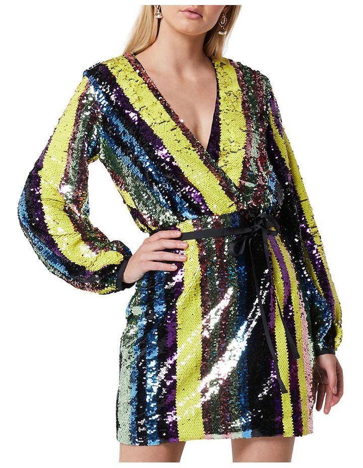 Elliatt Wrap Stripe Sequin Dress Size 6 - Image 2