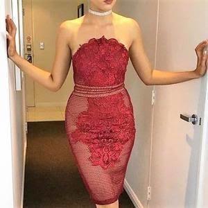 Portia and Scarlett Burgundy Lace Mini - Size 4 - Image 2