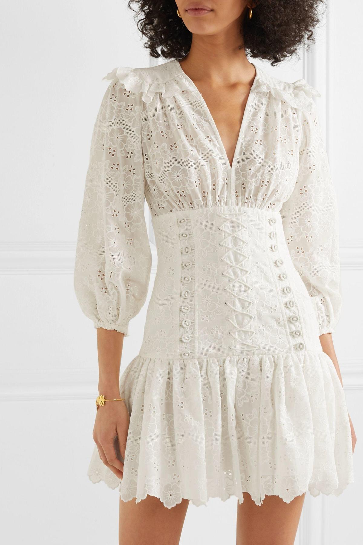 Zimmermann Linen Honour Corset Mini Dress White Size 8 - Image 2