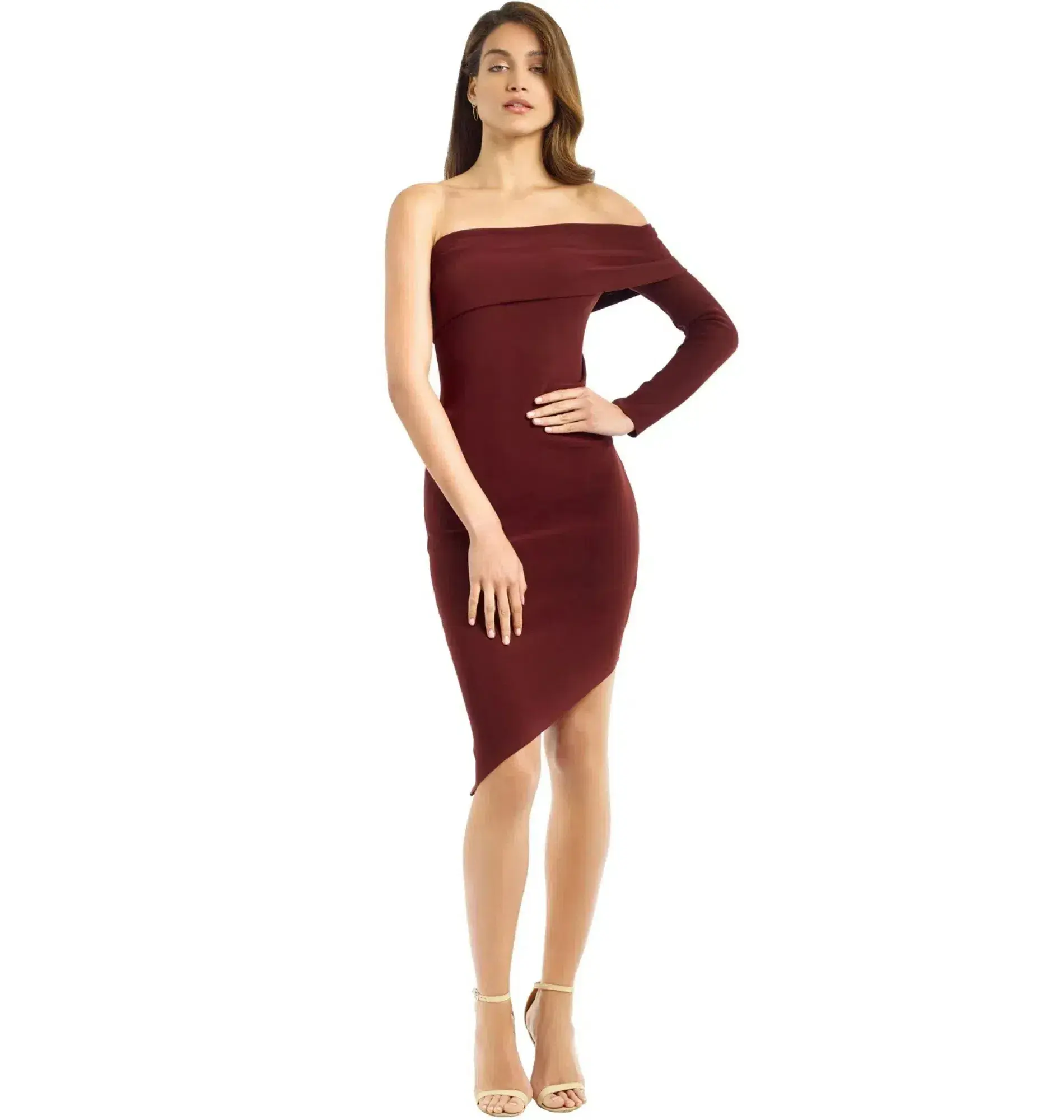 Bec & Bridge Love Ruler Asymmetrical Dress Burgundy Size AU 10 - Image 1