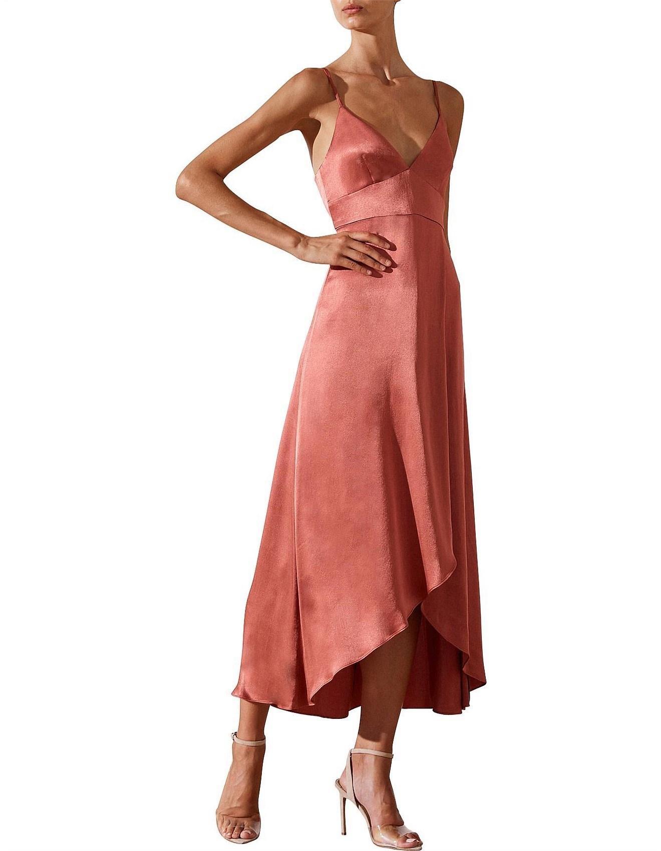 Shona Joy Giselle Cocktail Midi Dress Terracotta Size 6 - Image 2