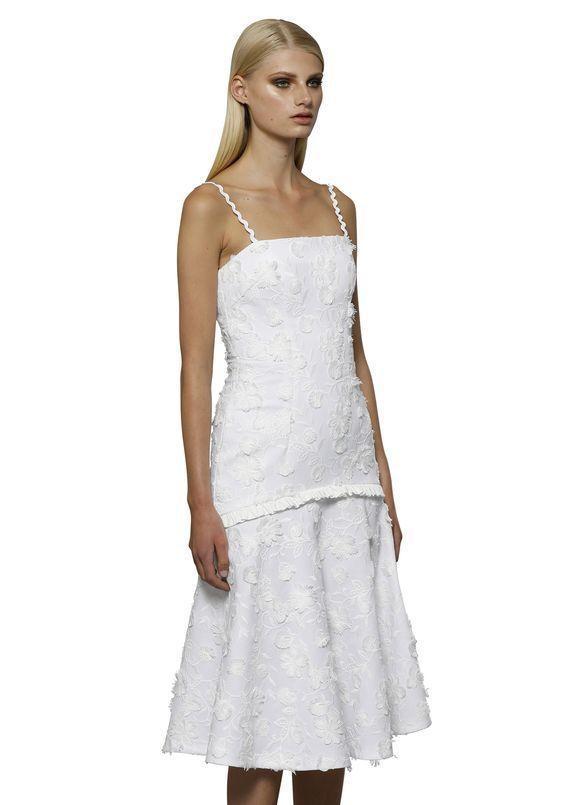 By Johnny Drop Flare Midi Secret Garden Dress in White size 8 for rent on The Volte - main image