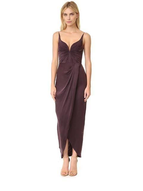 Zimmermann Sueded Silk Plunge Drape Long Dress Burgundy Size 8 - Image 1
