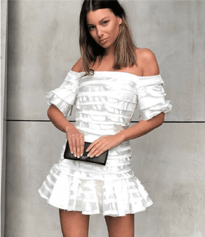 Asilio silver and white mini dress size 6 - Image 1