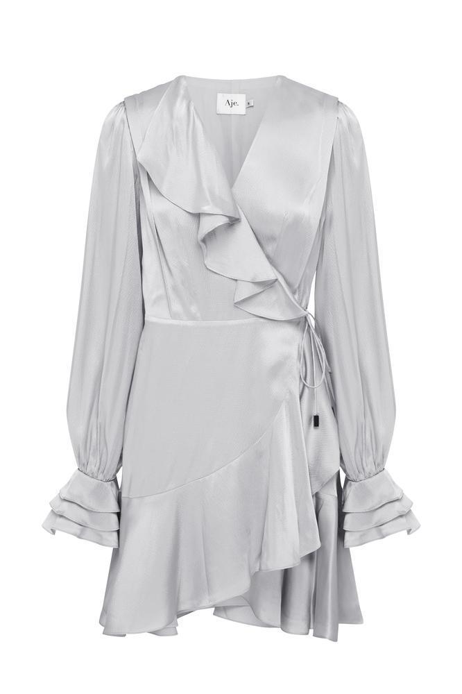 Aje Silver Long Sleeve Dress Size 6 - Image 3