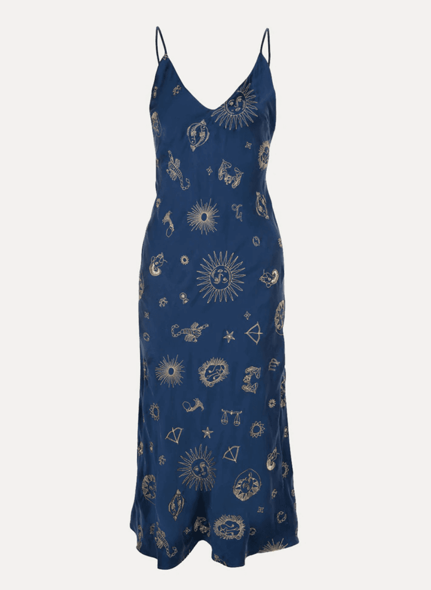Realisation Par The 1996 Zodiac  Silk Slip Dress Blue Size 6 - Image 3