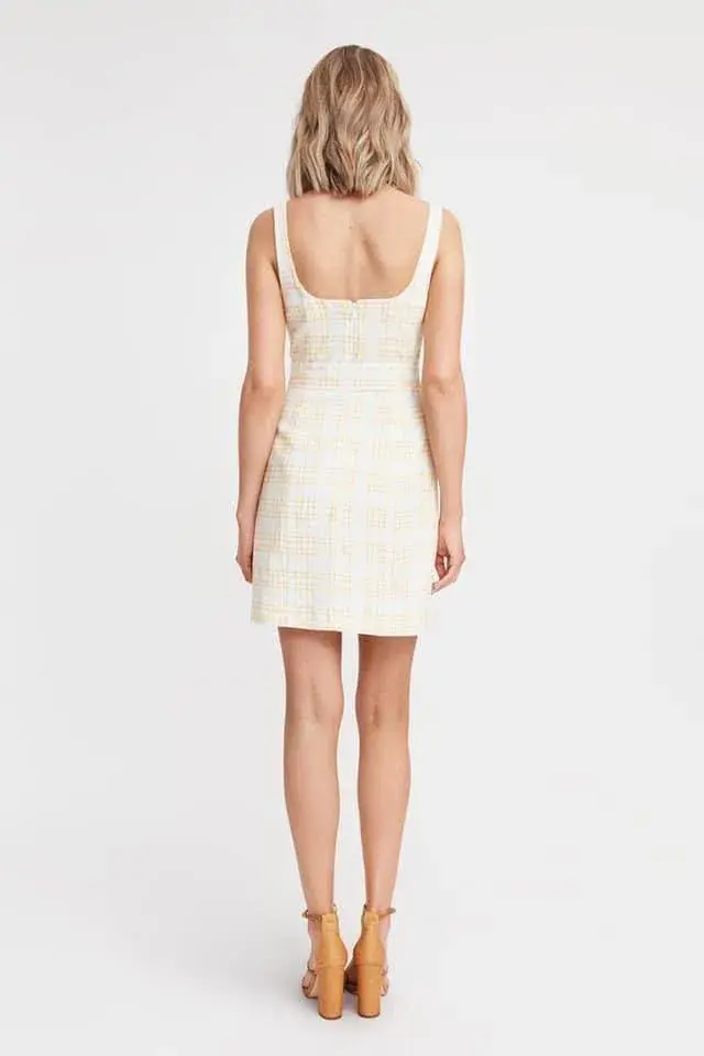 Kookai Checker Linen Mini Dress Print Size 8 - Image 4