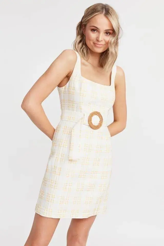 Kookai Checker Linen Mini Dress Print Size 8 - Image 2