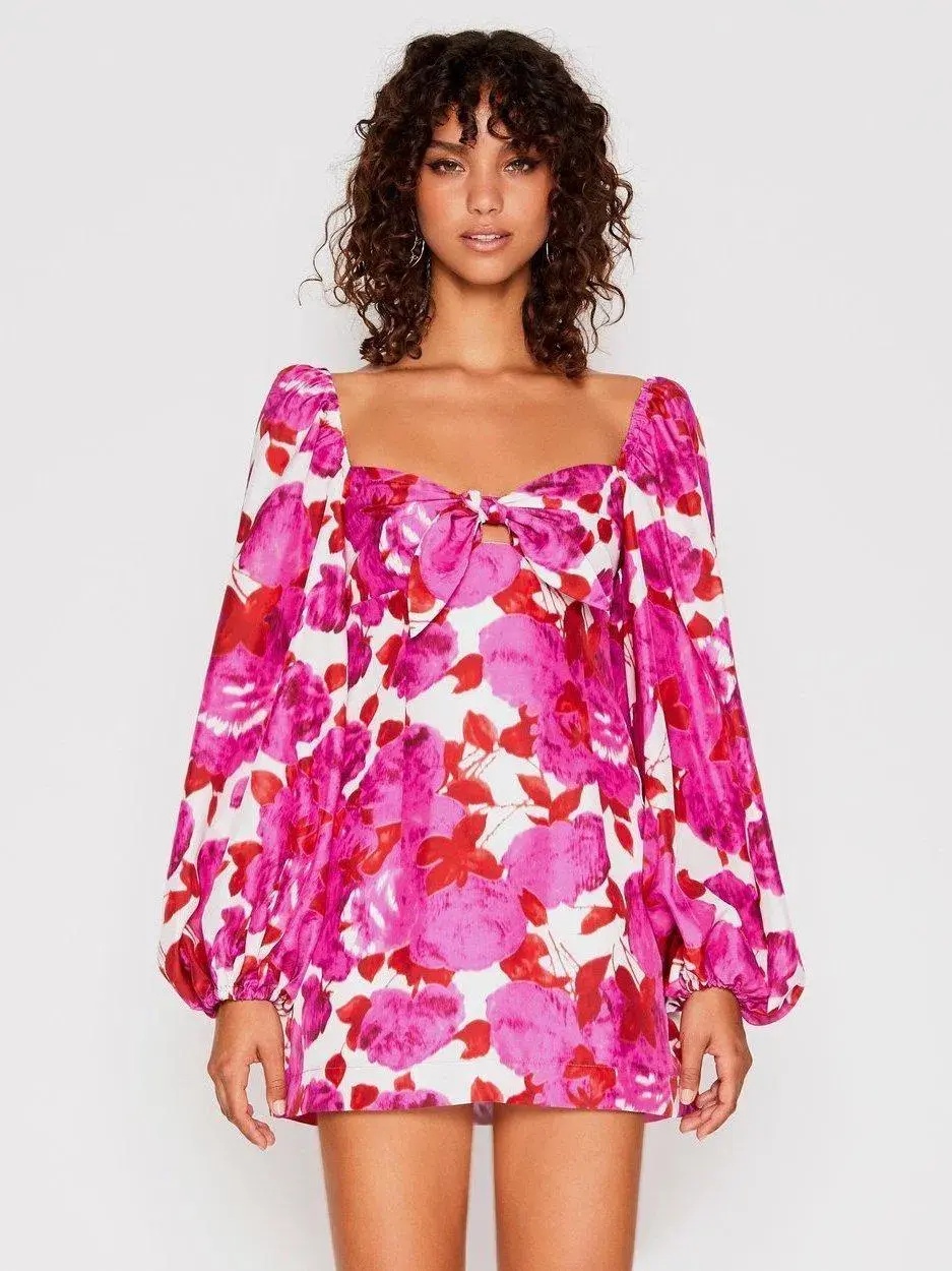 Alice McCall Lover To Lover Mini Dress Plum Print Size 4 - Image 2