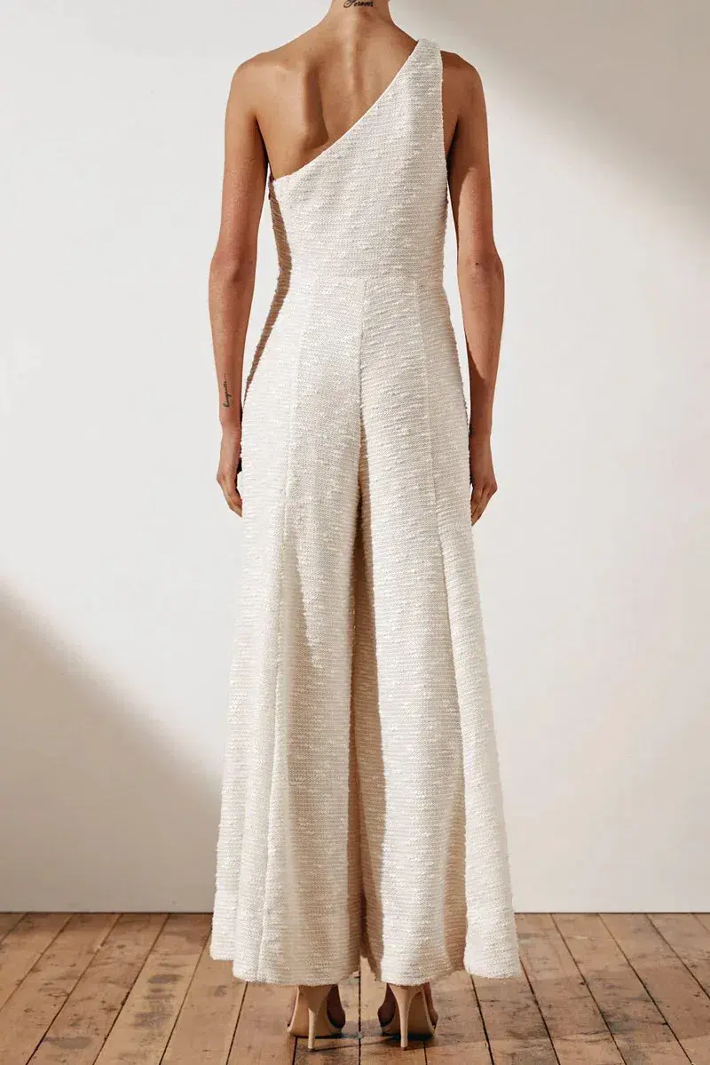 Shona Joy Ortiz Boucle Knit Jumpsuit Cream Size 10 - Image 2