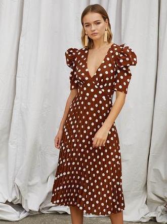 By Johnny Tessa Spot Tie-Back Pleated Midi Dress Size 10 - Image 1
