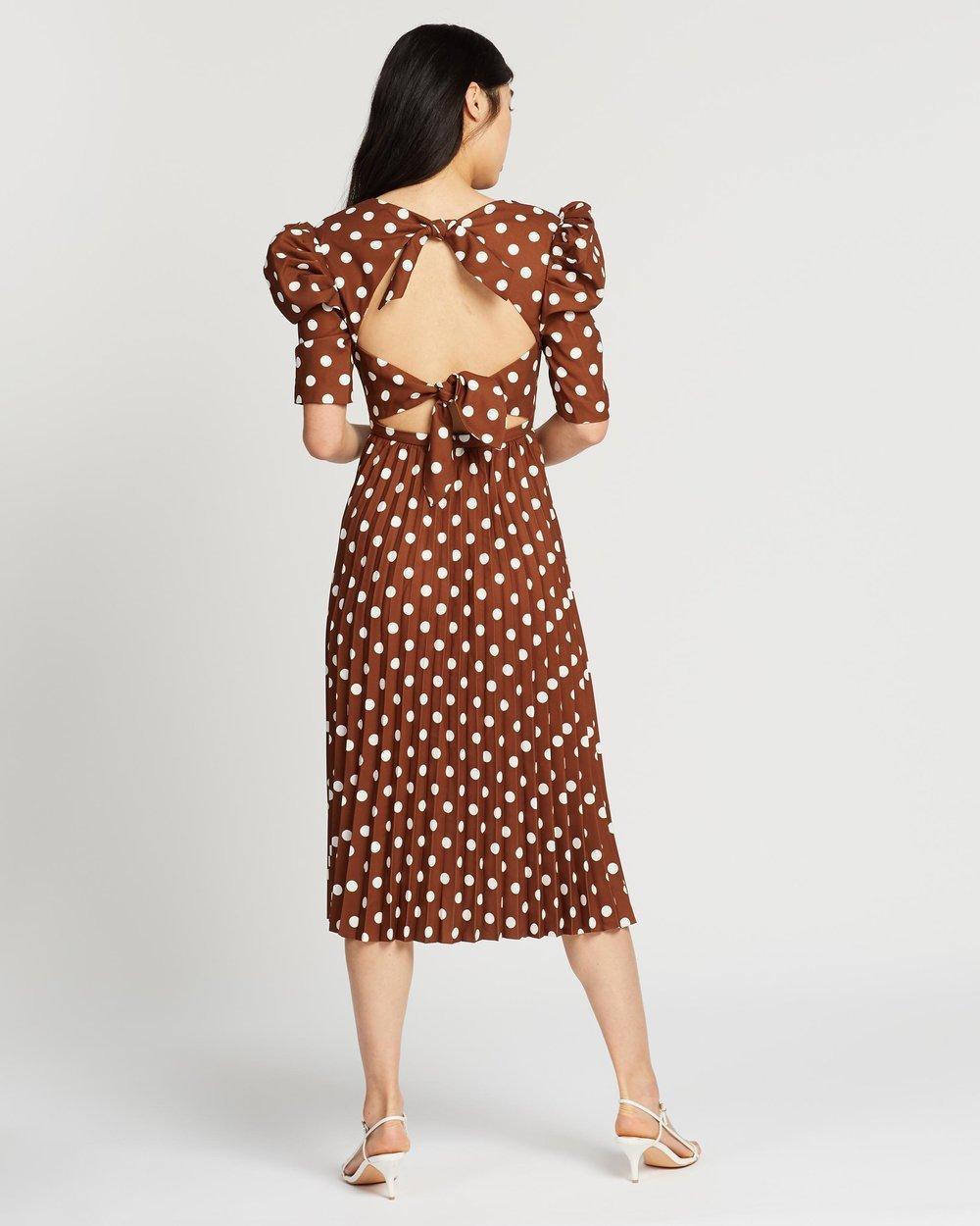 By Johnny Tessa Spot Tie-Back Pleated Midi Dress Size 10 - Image 6