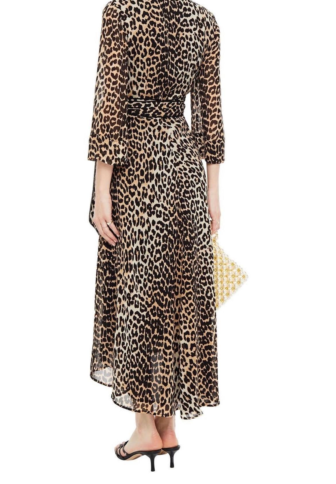 Ganni Leopard georgette wrap dress - Image 2