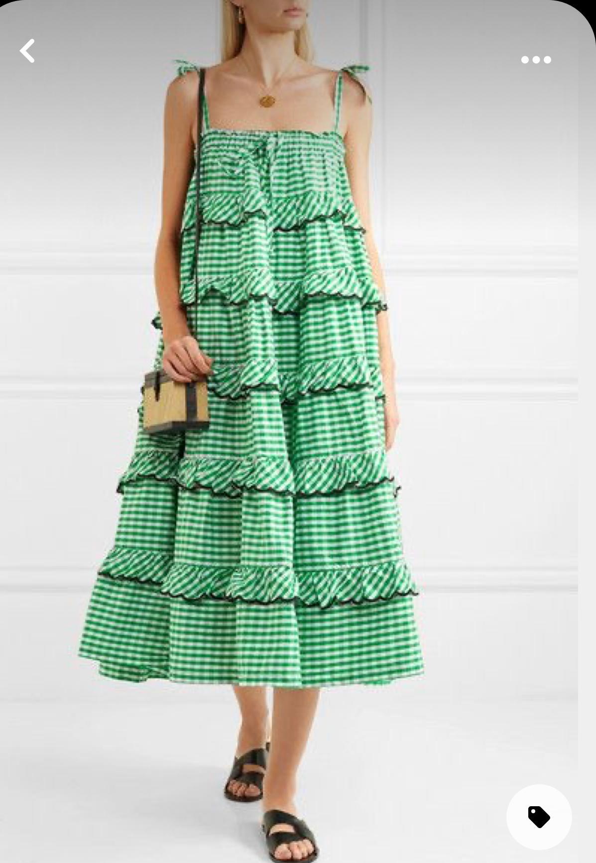 Innika Choo Green Gingham Scallop Dress  - Image 1