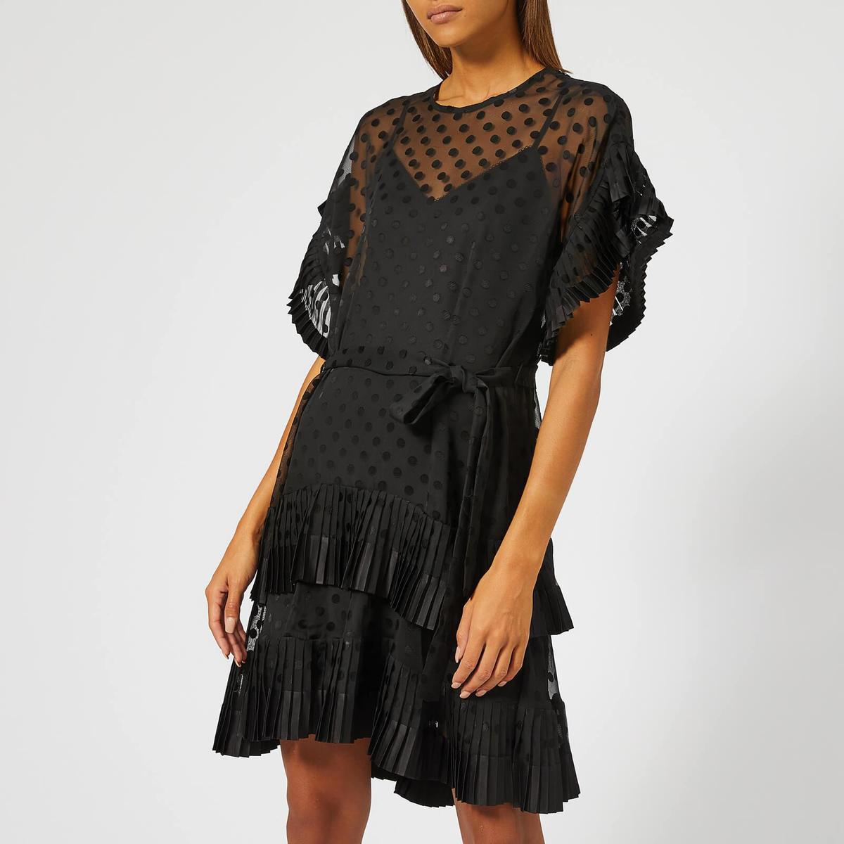 Zimmermann Pleated Tier Chiffon Smock Mini Dress Black Size 8 - Image 2