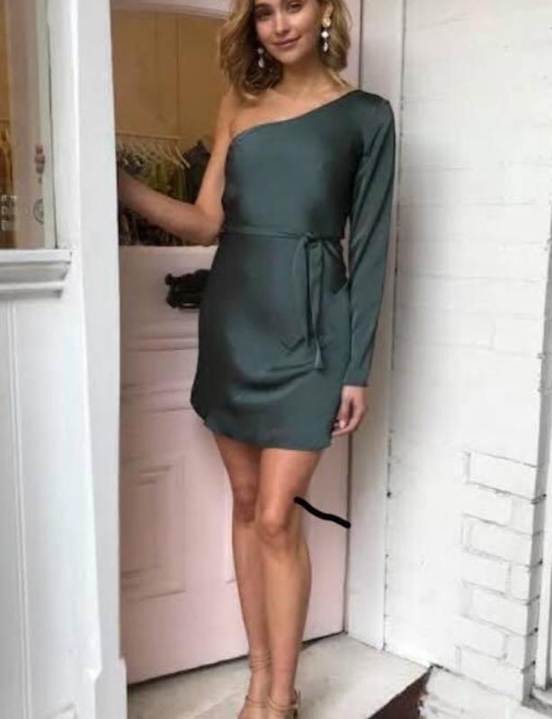 One Fell Swoop Penny Asym Mini Dress Petrol Green Size 10 - Image 2