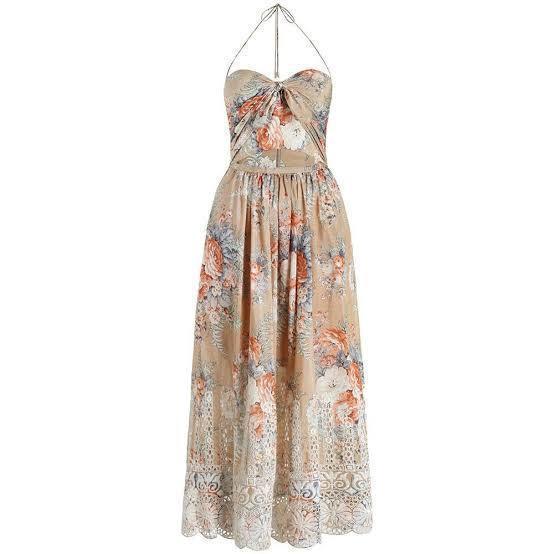 Zimmermann Anais Antique Tie Dress Nude Floral Print Size 8 - Image 5