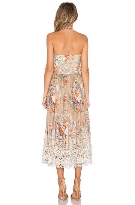 Zimmermann Anais Antique Tie Dress Nude Floral Print Size 8 - Image 2