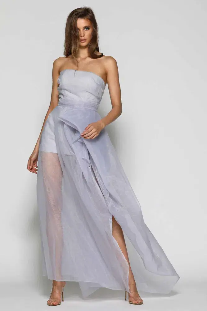 Elle Zeitoune Hazel Dove Dress Grey Size 6 - Image 1