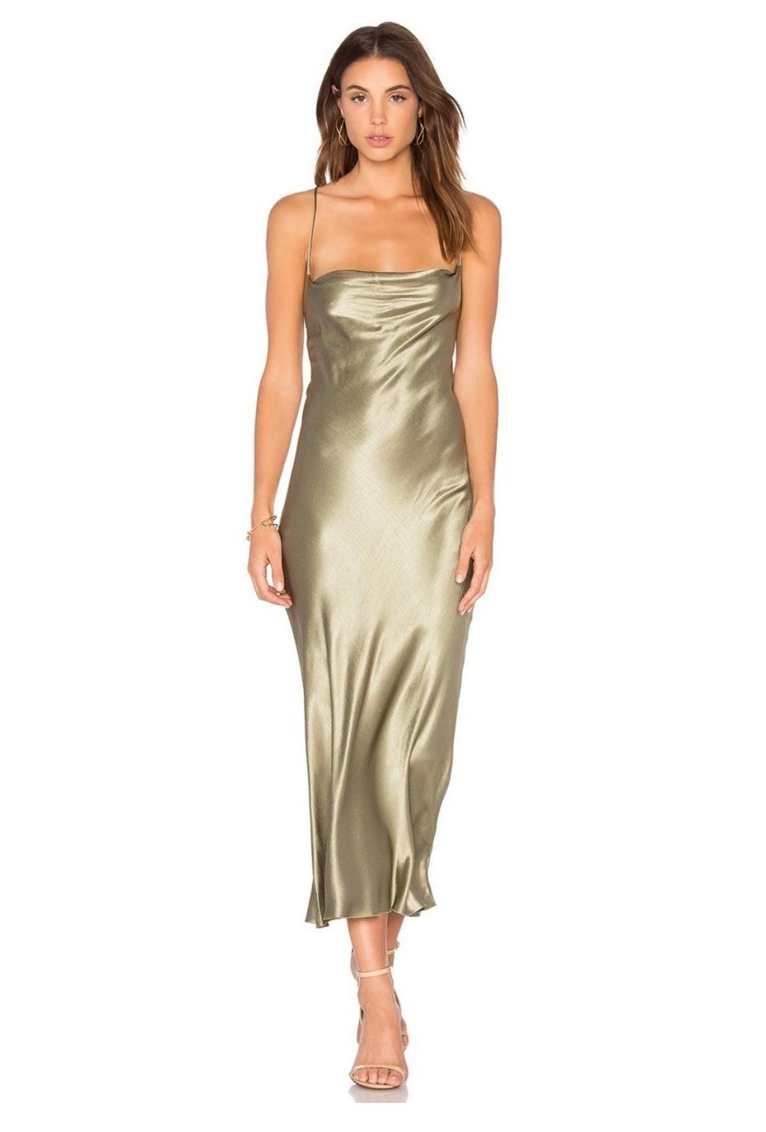 Bec & Bridge Amazonite Olive Midi Dress Size 10 for rent on The Volte - main image