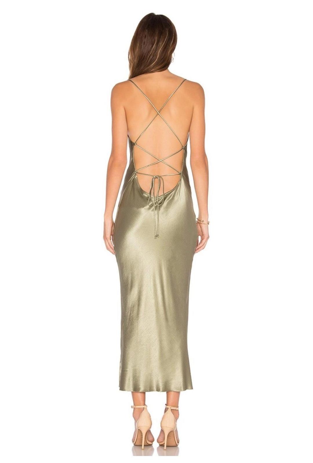 Bec & Bridge Amazonite Olive Midi Dress Size 10 for rent on The Volte - main image