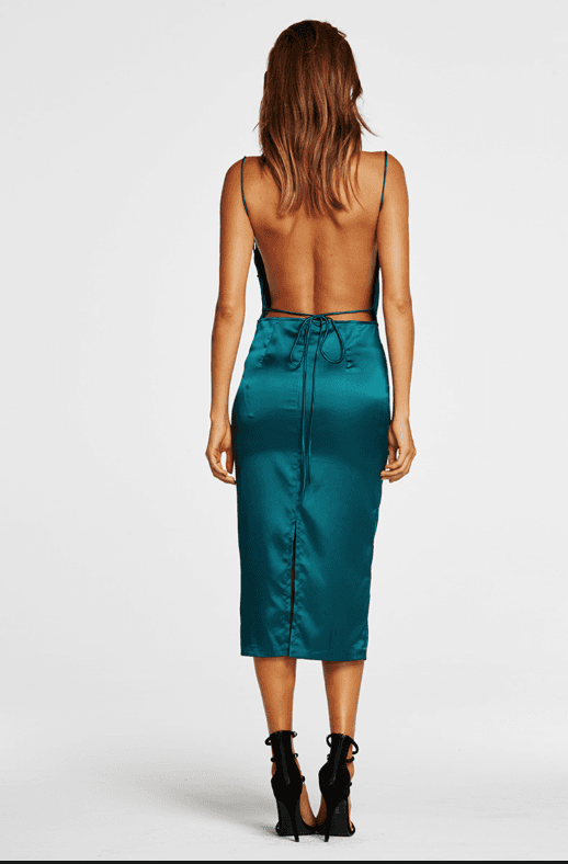 Maurie & Eve Apache Satin Midi Slip Dress - Emerald size 6 - Image 2