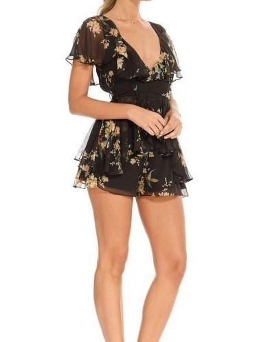 Zimmermann Maples Wrap Playsuit Black Bird Floral Size 6  - Image 3