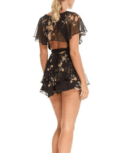 Zimmermann Maples Wrap Playsuit Black Bird Floral Size 6  - Image 4