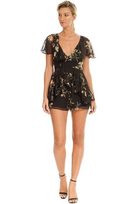 Zimmermann Maples Wrap Playsuit Black Bird Floral Size 6  - Image 2