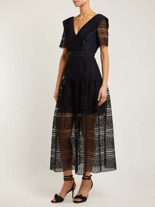 Self Portrait spiral Lace Midi Dress size 6 - Image 1