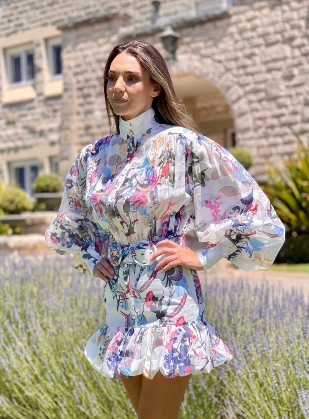 Mackenzie Mode Seeing Stars Mini Dress Geo White Size 6 for rent on The Volte - main image