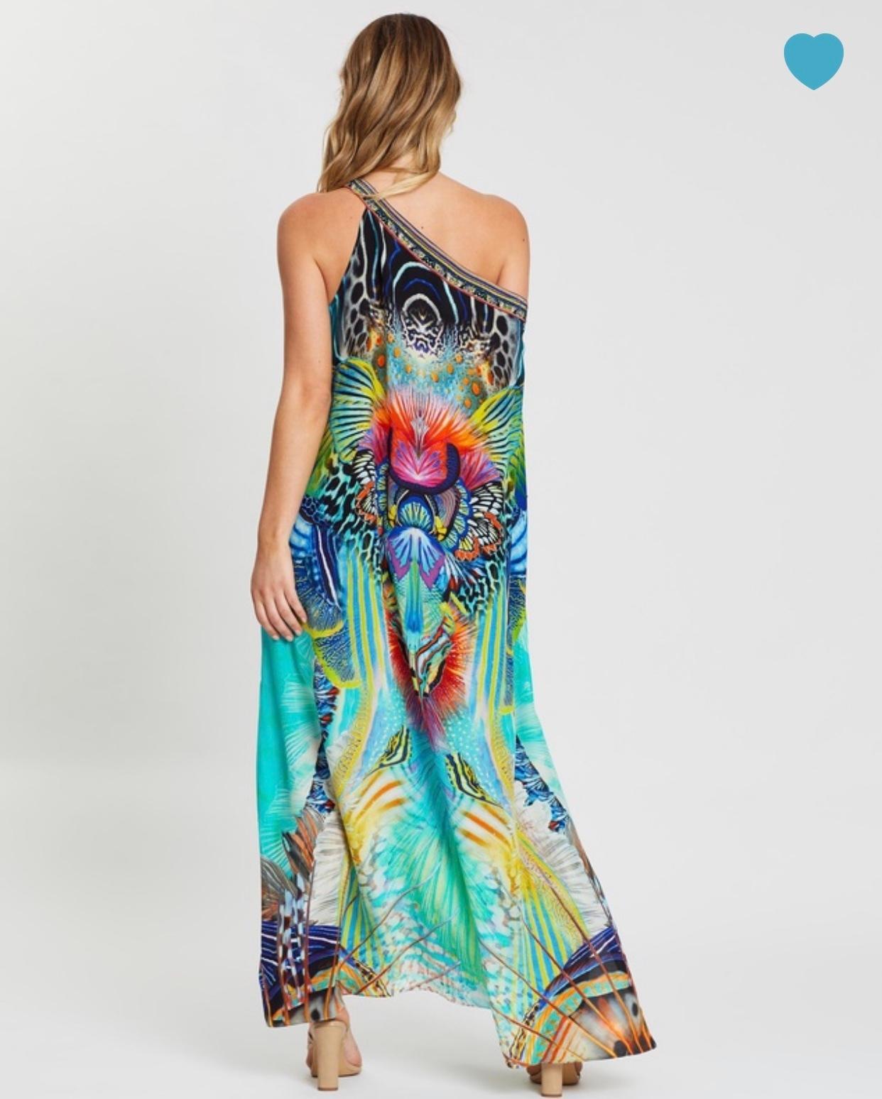 Camilla One Shoulder Kaftan Print Size 8 - Image 2