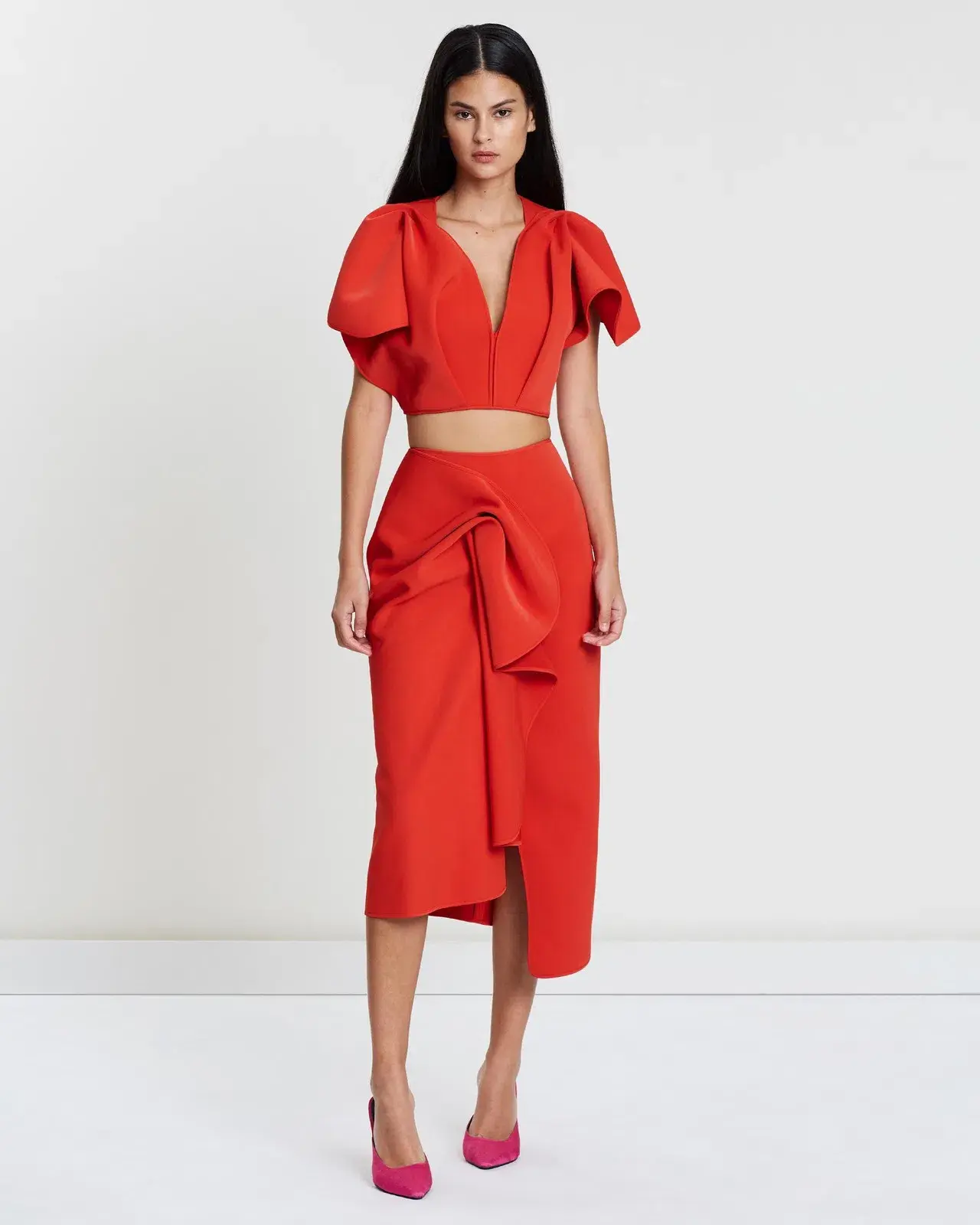 Acler Crawford Top Size 6 and Skirt Size 8 Set Tangerine - Image 1