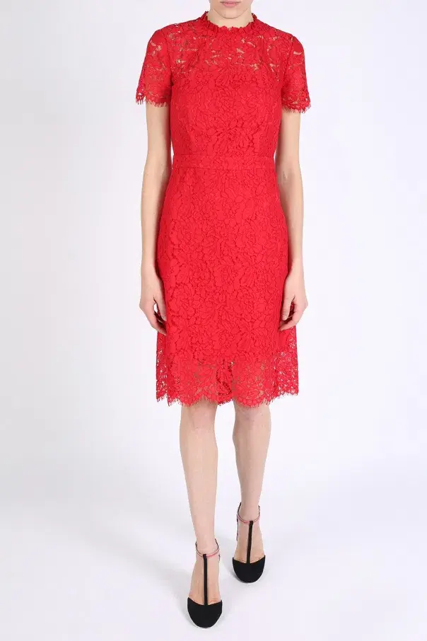 Diane Von Furstenberg Alma Lace Sheath Dress Red Size 8 - Image 1