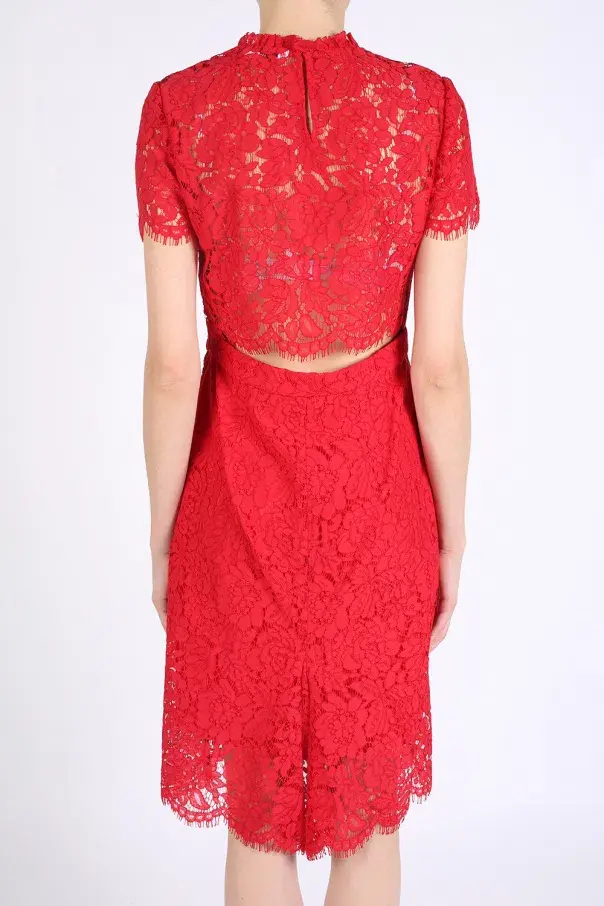 Diane Von Furstenberg Alma Lace Sheath Dress Red Size 8 - Image 3