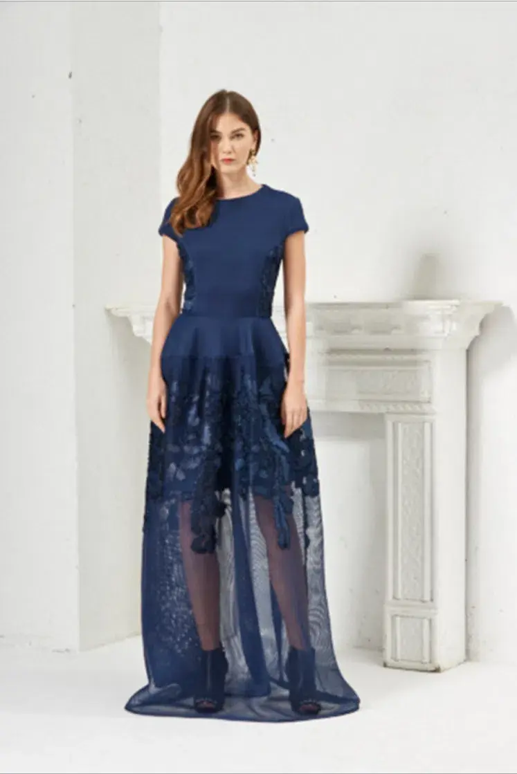 Bronx and Banco Vivien Dress Blue Size 6 for rent on The Volte - main image