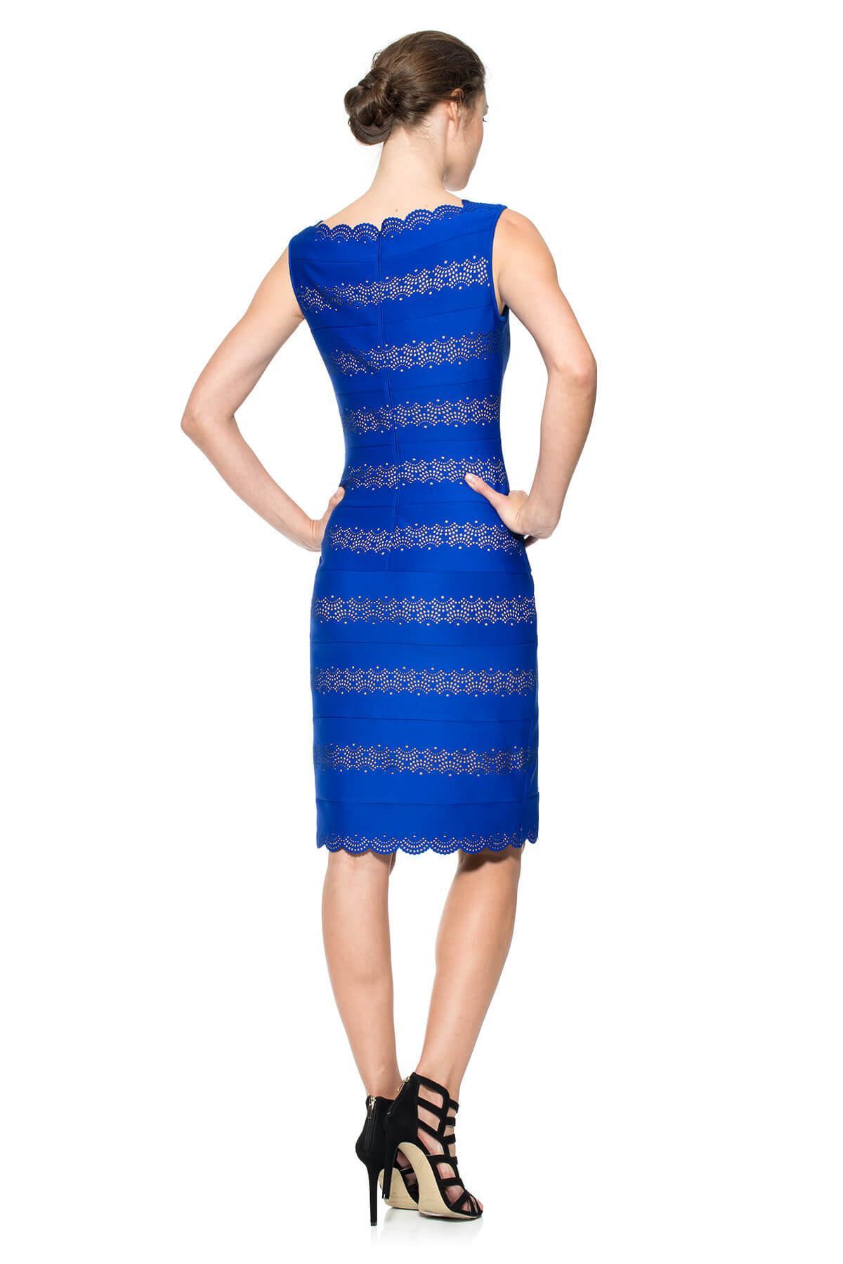 Tadashi Shoji Laser Cut Neoprene Sheath Dress Blue Size 10 - Image 2