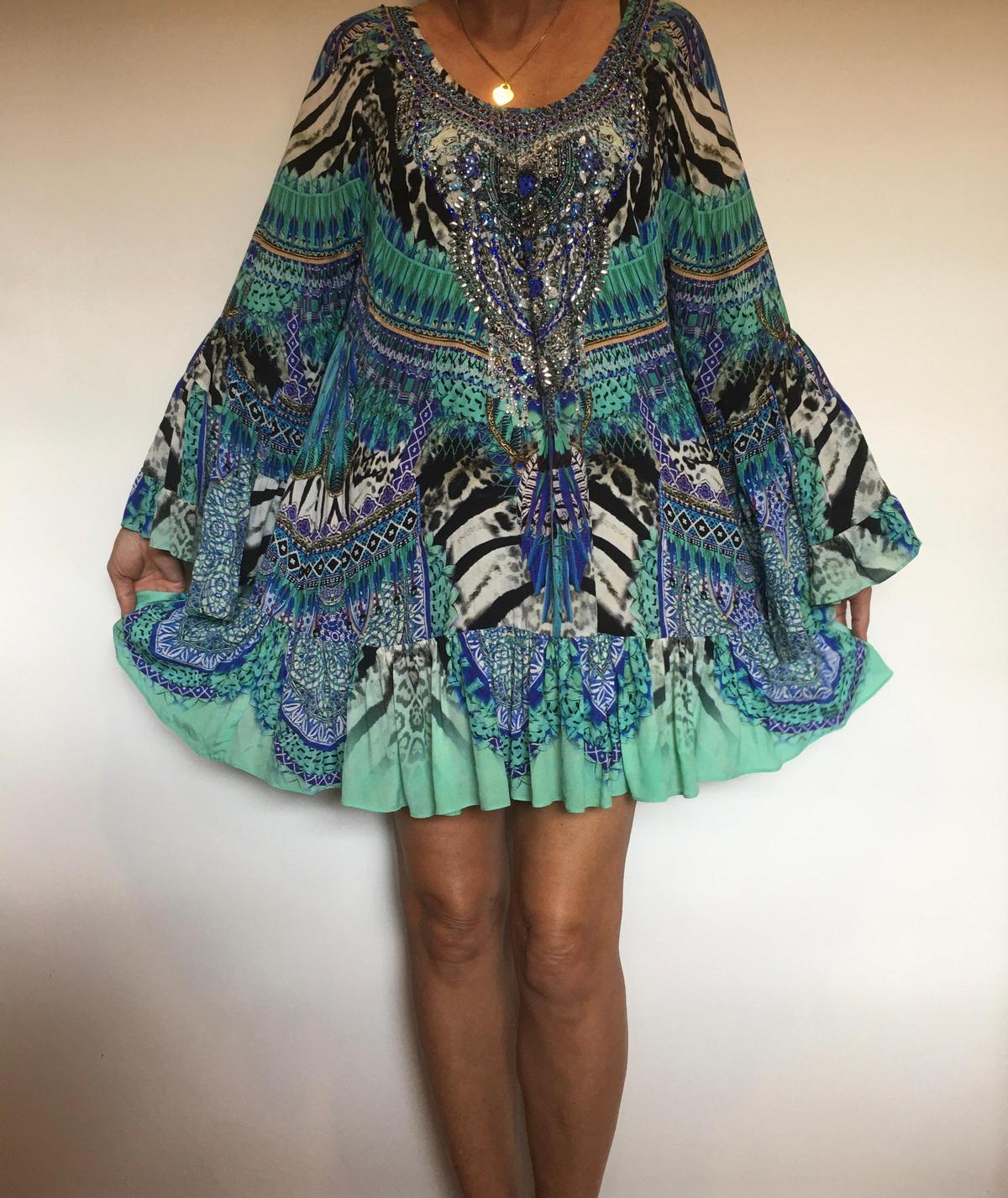 Camilla Mini Dress Blue Size 12 - Image 3
