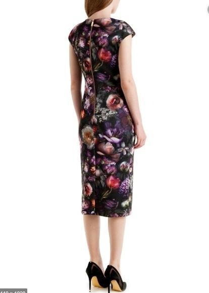 Ted Baker RAISIE Shadow Floral Midi Dress Purple Size 8 for rent on The Volte - main image