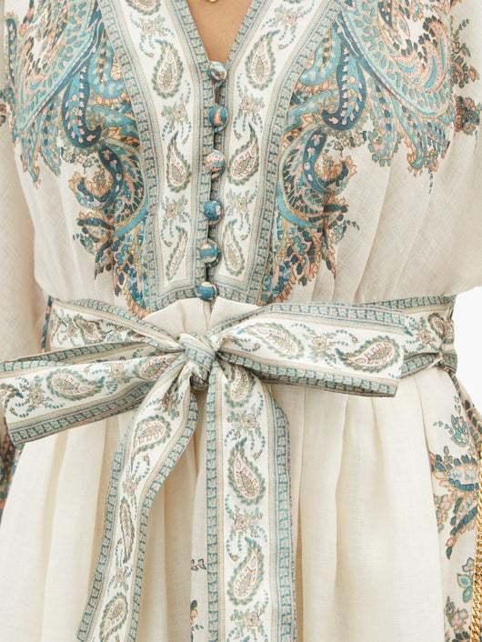 Brighton Paisley Mini Dress (cream/blue/blush, size 14) - Image 3