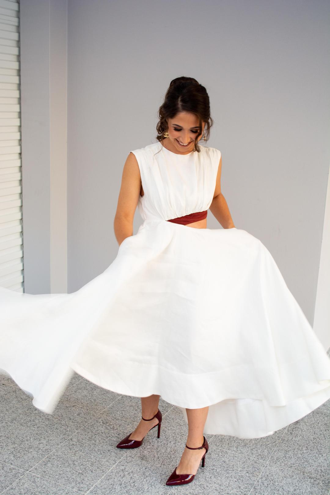 Aje Reflection Cut Out Dress White Size 6 for rent on The Volte - main image