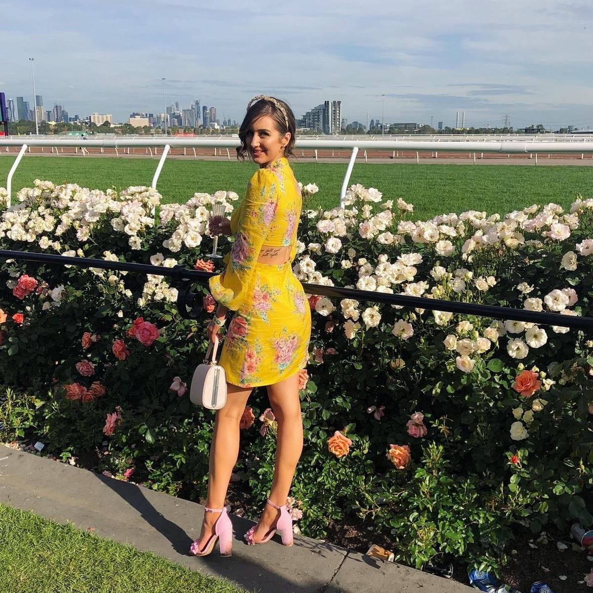 Zimmermann Zinnia Bow Cut Out Short Dress in Golden Floral Size 8 - Image 2